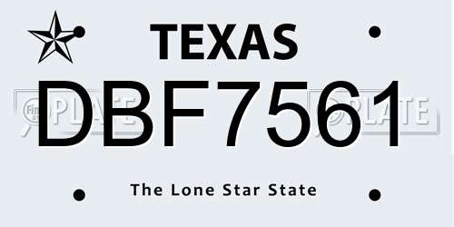 DBF7561 Texas License Plate