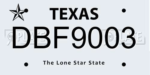 DBF9003 Texas License Plate