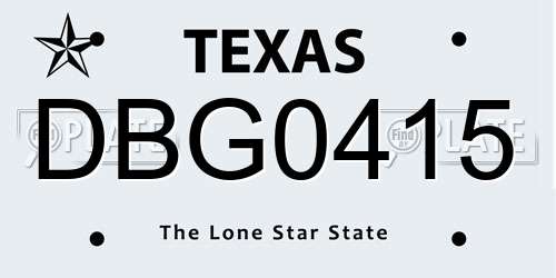 DBG0415 Texas License Plate