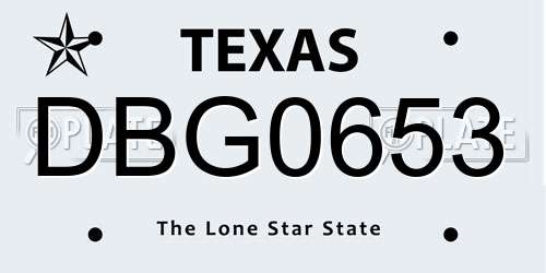 DBG0653 Texas License Plate