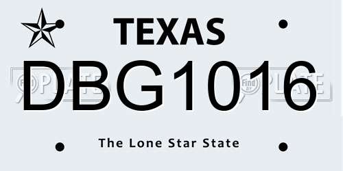 DBG1016 Texas License Plate