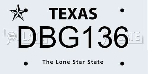 DBG136 Texas License Plate