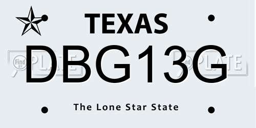 DBG13G Texas License Plate