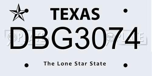DBG3074 Texas License Plate