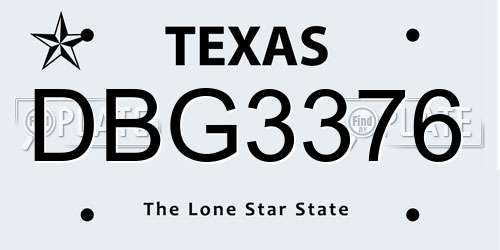 DBG3376 Texas License Plate