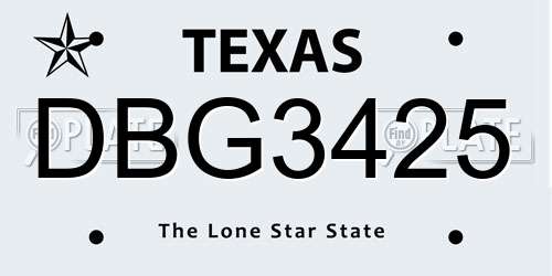 DBG3425 Texas License Plate