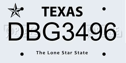 DBG3496 Texas License Plate