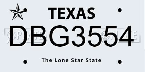 DBG3554 Texas License Plate