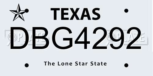 DBG4292 Texas License Plate