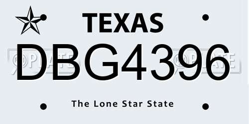 DBG4396 Texas License Plate