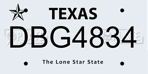 DBG4834 Texas License Plate