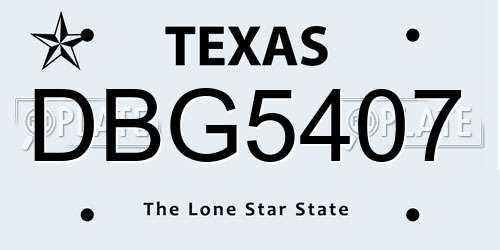 DBG5407 Texas License Plate