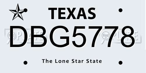 DBG5778 Texas License Plate