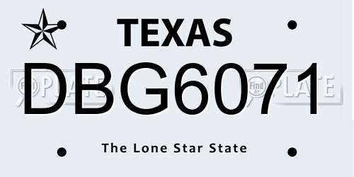 DBG6071 Texas License Plate