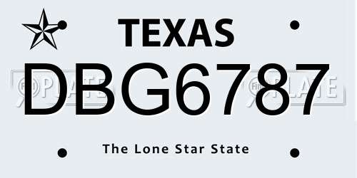 DBG6787 Texas License Plate
