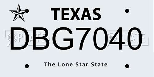 DBG7040 Texas License Plate