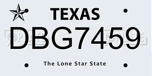 DBG7459 Texas License Plate