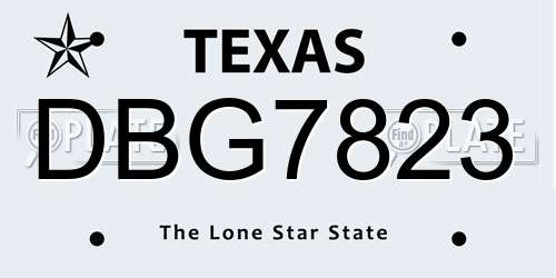 DBG7823 Texas License Plate