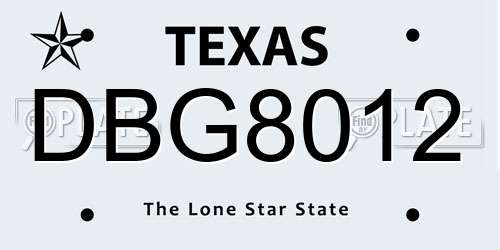 DBG8012 Texas License Plate