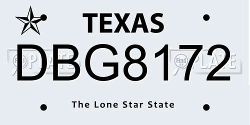 DBG8172 Texas License Plate