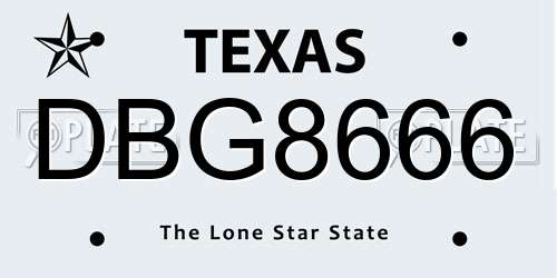 DBG8666 Texas License Plate