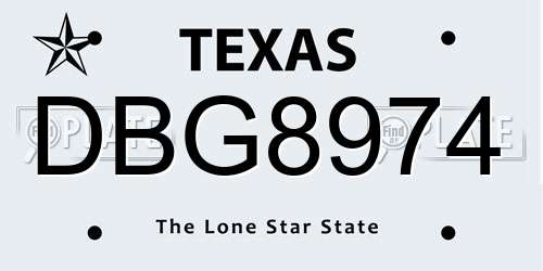 DBG8974 Texas License Plate