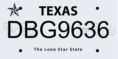 DBG9636 Texas License Plate