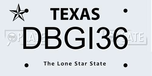 DBGI36 Texas License Plate