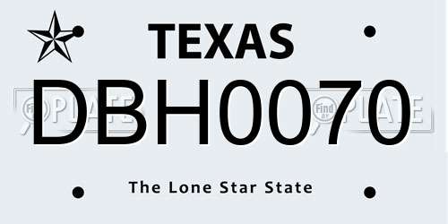 DBH0070 Texas License Plate