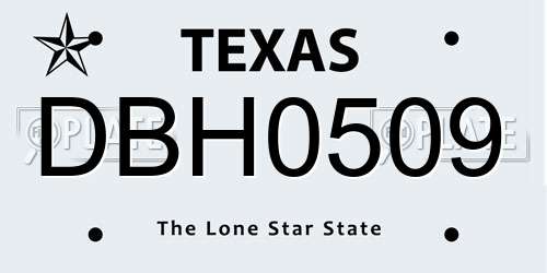 DBH0509 Texas License Plate