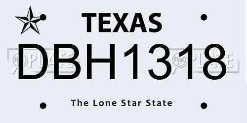 DBH1318 Texas License Plate