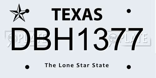DBH1377 Texas License Plate