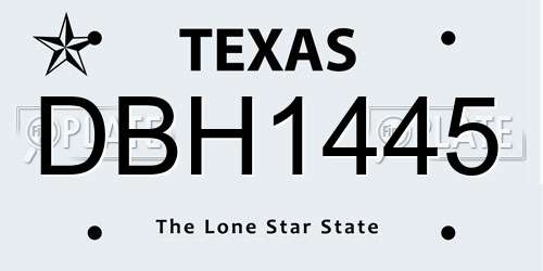 DBH1445 Texas License Plate