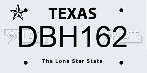 DBH162 Texas License Plate