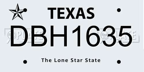 DBH1635 Texas License Plate