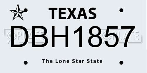 DBH1857 Texas License Plate