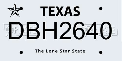 DBH2640 Texas License Plate