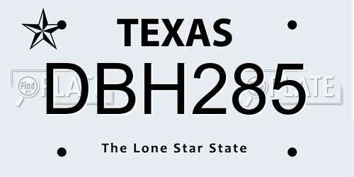 DBH285 Texas License Plate