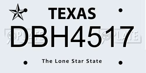 DBH4517 Texas License Plate