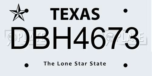 DBH4673 Texas License Plate
