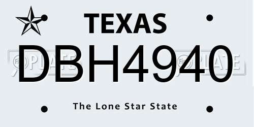 DBH4940 Texas License Plate