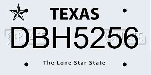 DBH5256 Texas License Plate
