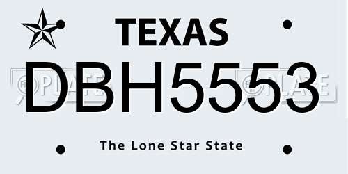DBH5553 Texas License Plate