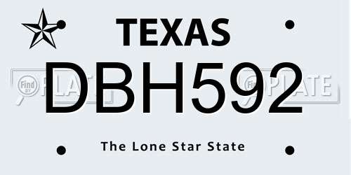 DBH592 Texas License Plate