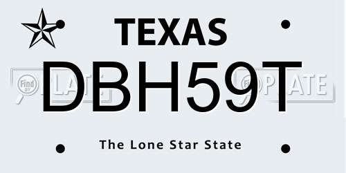 DBH59T Texas License Plate