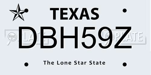 DBH59Z Texas License Plate