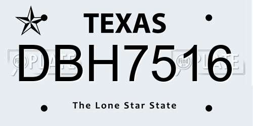 DBH7516 Texas License Plate