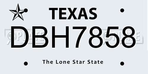 DBH7858 Texas License Plate
