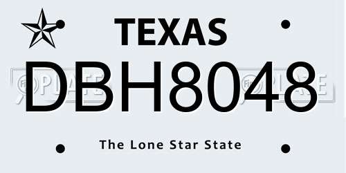 DBH8048 Texas License Plate