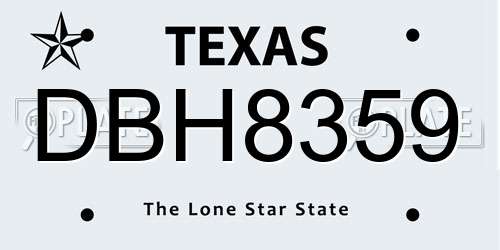 DBH8359 Texas License Plate